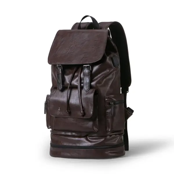 Independent shoe layer design multifunctional leather backpack - Image 3