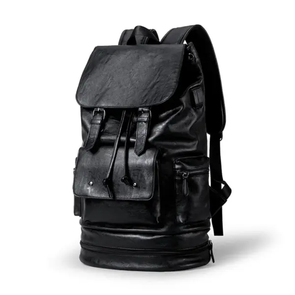Independent shoe layer design multifunctional leather backpack - Image 4