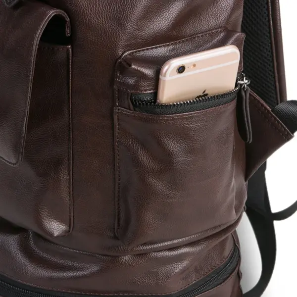 Independent shoe layer design multifunctional leather backpack - Image 9