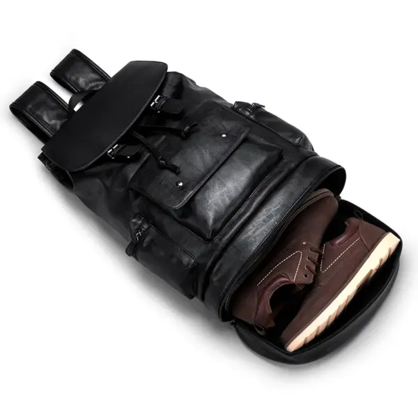 Independent shoe layer design multifunctional leather backpack - Image 7