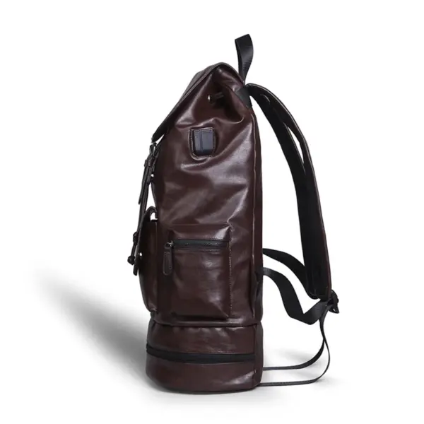 Independent shoe layer design multifunctional leather backpack - Image 5