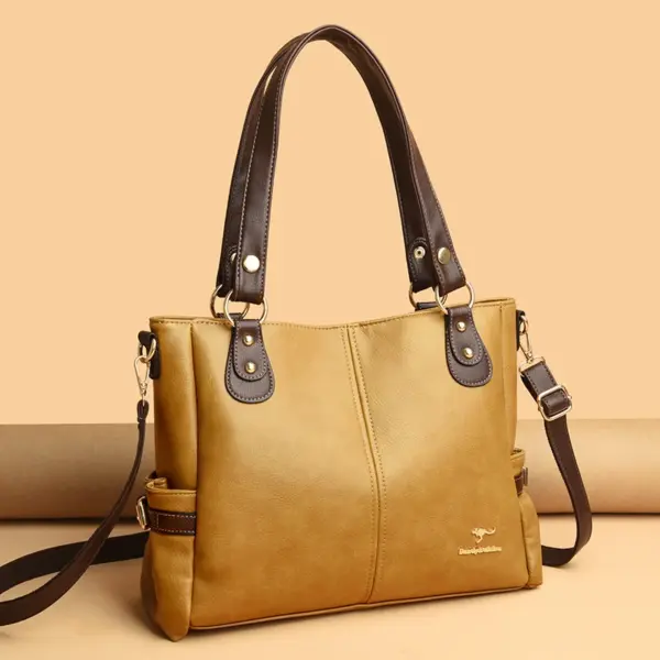 Large capacity vintage leather shopping tote - Image 12