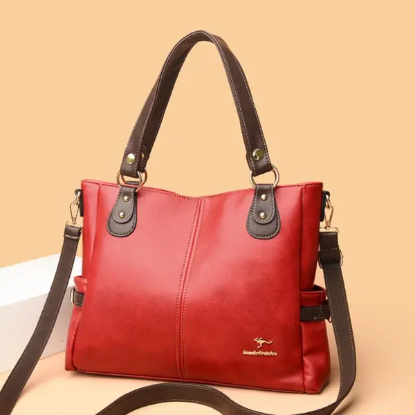 Large capacity vintage leather shopping tote - Image 14