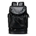 Large capacity independent shoe layer design leather backpack