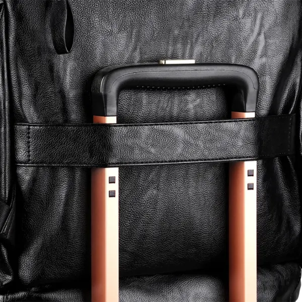 Large capacity independent shoe layer design leather backpack - Image 12