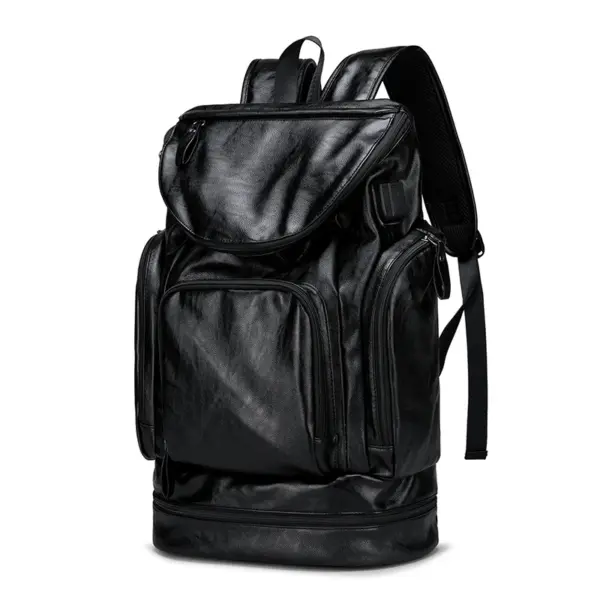 Large capacity independent shoe layer design leather backpack - Image 2
