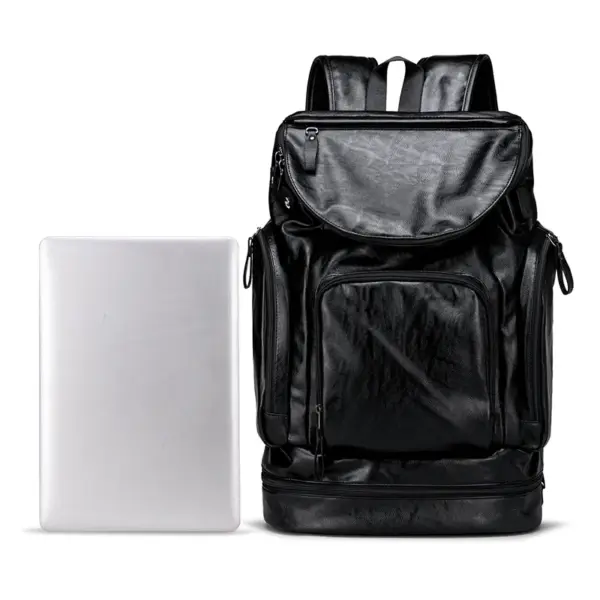Large capacity independent shoe layer design leather backpack - Image 3