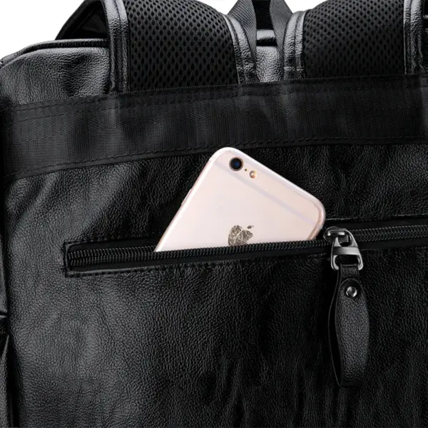 Large capacity independent shoe layer design leather backpack - Image 5