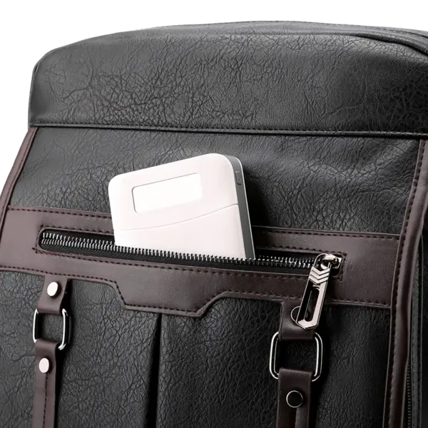 Men`s large capacity high quality leather backpack - Image 9