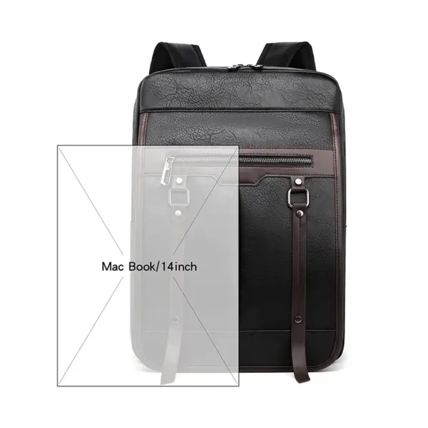 Men`s large capacity high quality leather backpack - Image 2