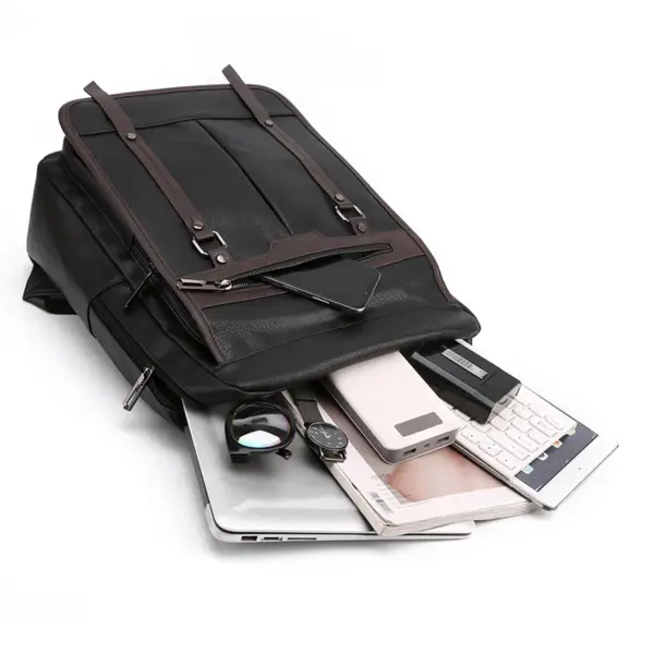 Men`s large capacity high quality leather backpack - Image 10