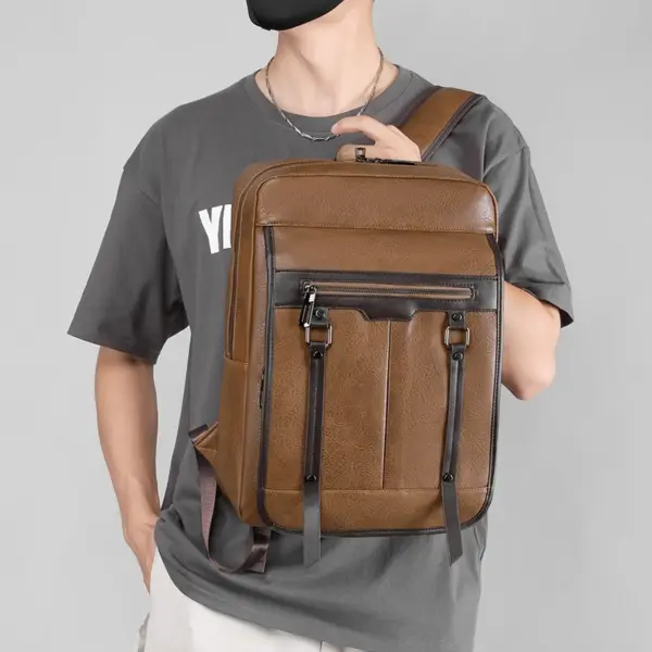 Men`s large capacity high quality leather backpack - Image 12