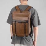 Men`s large capacity high quality leather backpack - Image 13
