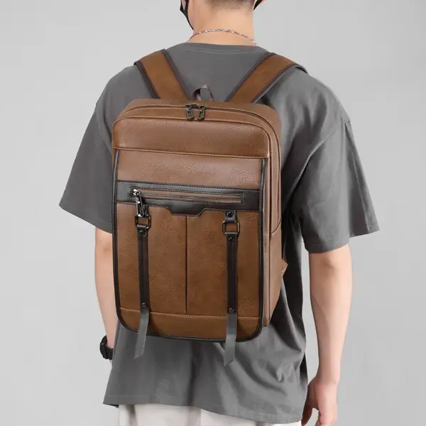 Men`s large capacity high quality leather backpack - Image 13
