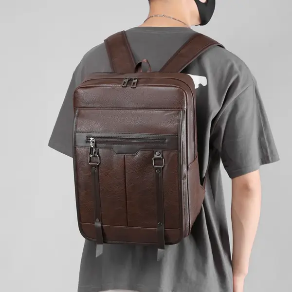 Men`s large capacity high quality leather backpack - Image 15