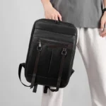 Men`s large capacity high quality leather backpack - Image 16