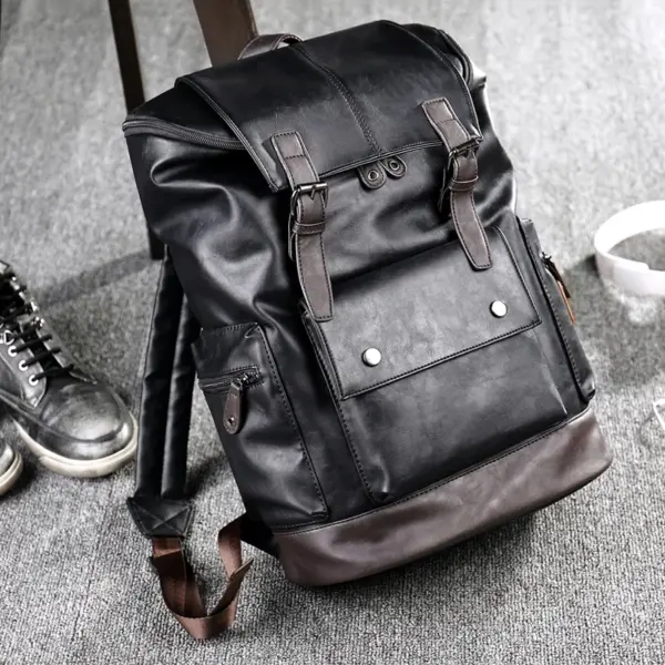 Premium large capacity men`s leather backpack - Image 6
