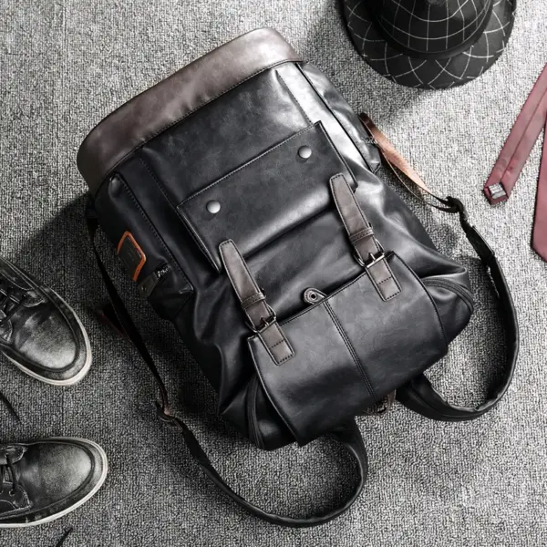 Premium large capacity men`s leather backpack - Image 7