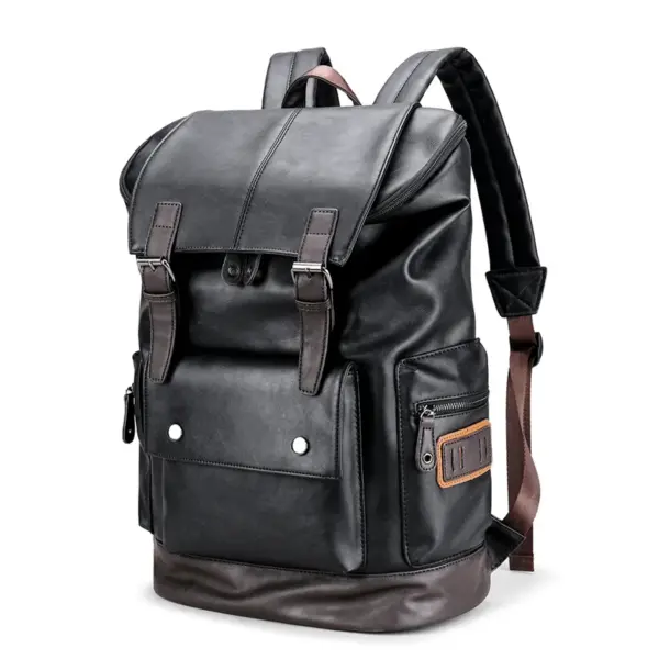 Premium large capacity men`s leather backpack - Image 2