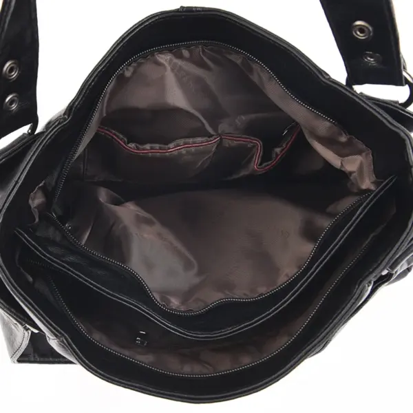 Soft leather large capacity shoulder tote bag - Image 2