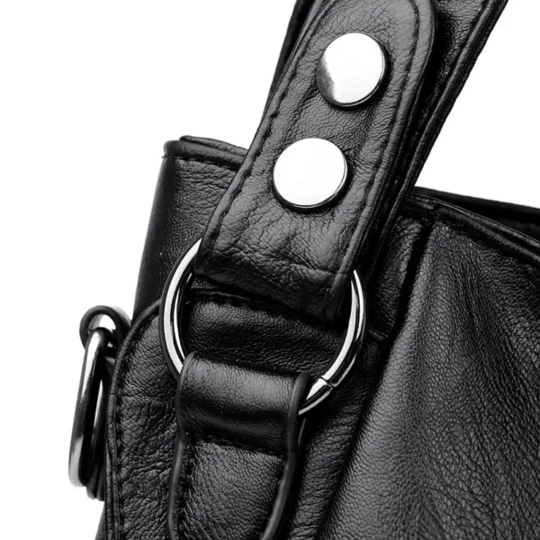 Soft leather large capacity shoulder tote bag - Image 8