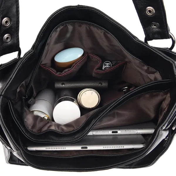 Soft leather large capacity shoulder tote bag - Image 3