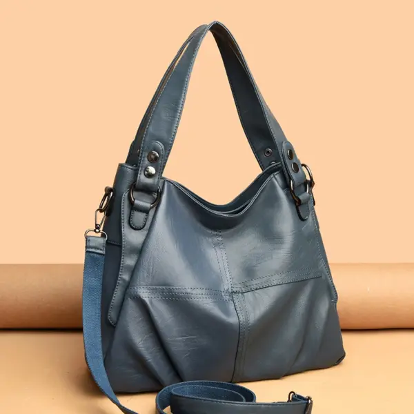 Soft leather large capacity shoulder tote bag - Image 10