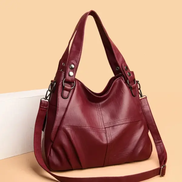 Soft leather large capacity shoulder tote bag - Image 11