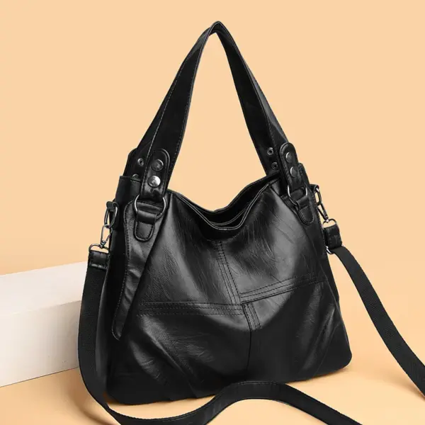 Soft leather large capacity shoulder tote bag - Image 12