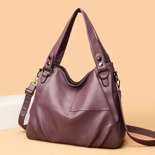 Soft leather large capacity shoulder tote bag - Image 13
