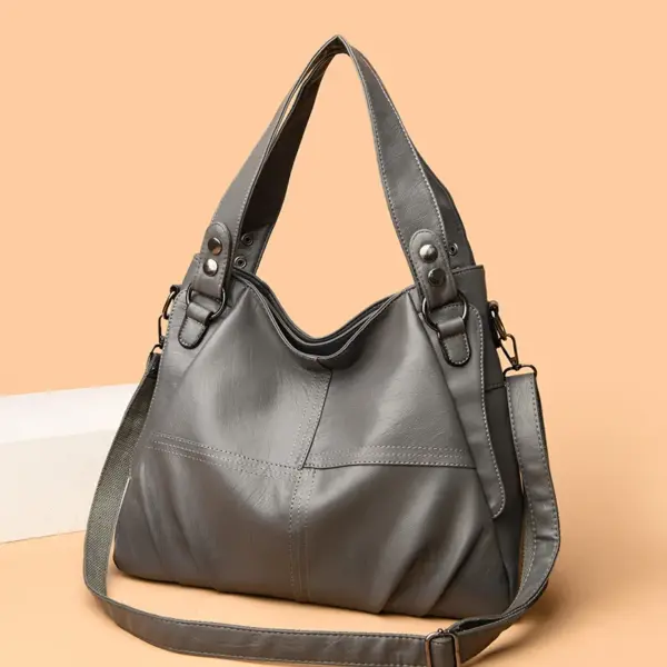 Soft leather large capacity shoulder tote bag - Image 14