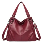 Soft leather large capacity shoulder tote bag