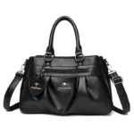 Soft leather quilted elegant tote bag