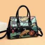 Vintage lotus pond scenery embossed tote bag - Image 11