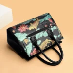Vintage lotus pond scenery embossed tote bag - Image 13