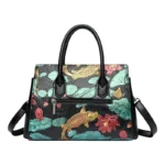 Vintage lotus pond scenery embossed tote bag