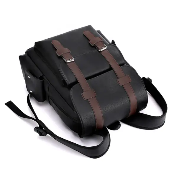 Vintage multi pocket design leather backpack - Image 11