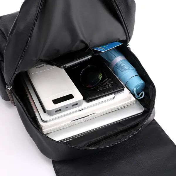 Vintage multi pocket design leather backpack - Image 16