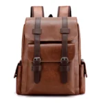 Vintage multi pocket design leather backpack