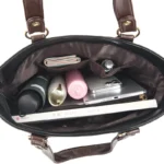 Women large capacity leather shopping tote - Image 3