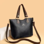 Women large capacity leather shopping tote - Image 11