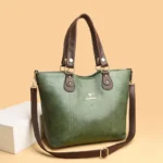 Women large capacity leather shopping tote - Image 12