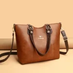 Women large capacity leather shopping tote - Image 13