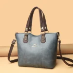 Women large capacity leather shopping tote - Image 14