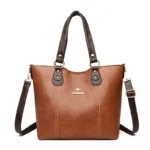 Women large capacity leather shopping tote