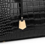 Women vintage croc embossed leather tote bag - Image 7