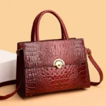 Women large capacity crocodile embossed designer tote - Image 9