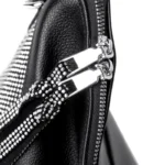 Rhinestone splicing soft leather shoulder tote bag - Image 6