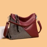 Rhinestone splicing soft leather shoulder tote bag - Image 12