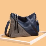 Rhinestone splicing soft leather shoulder tote bag - Image 13